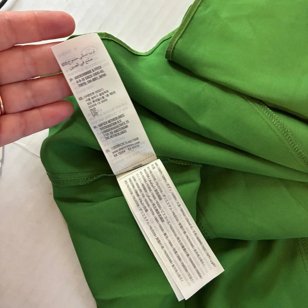 Abercrombie & Fitch NEW Green Satin Slip Dress Sweetheart Neck Side Slit Large